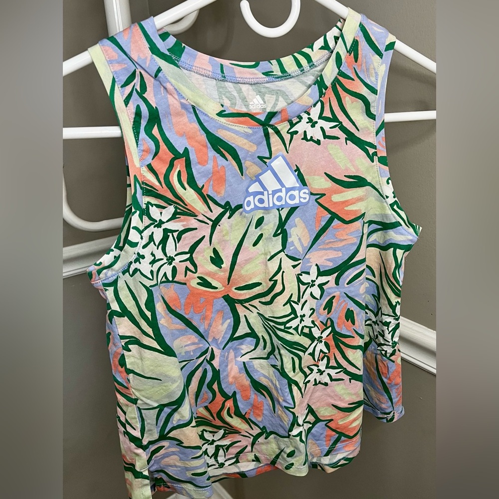 Adidas floral printed tank top girls (m)